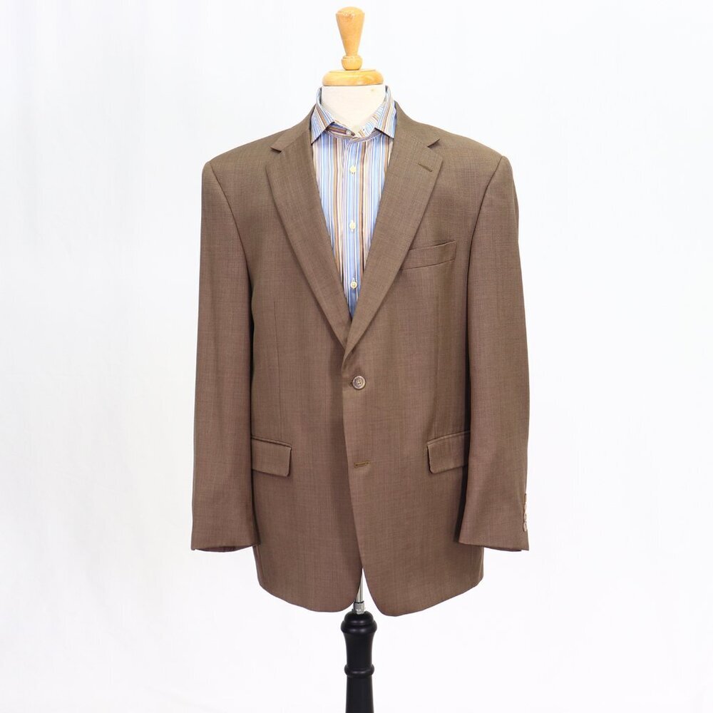 Hart Schaffner Marx 44R Brown Solid 2-Button Sport Coat Blazer Jacket P025